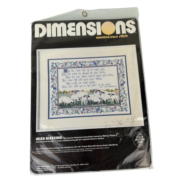 Vintage Dimensions Counted Cross Stitch Kit Irish Blessing 1988 #3647 Lambs - Picture 1 of 12
